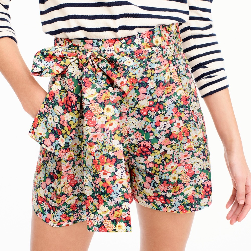 J Crew Tie Waist Shorts Liberty Thorpe Floral NWT