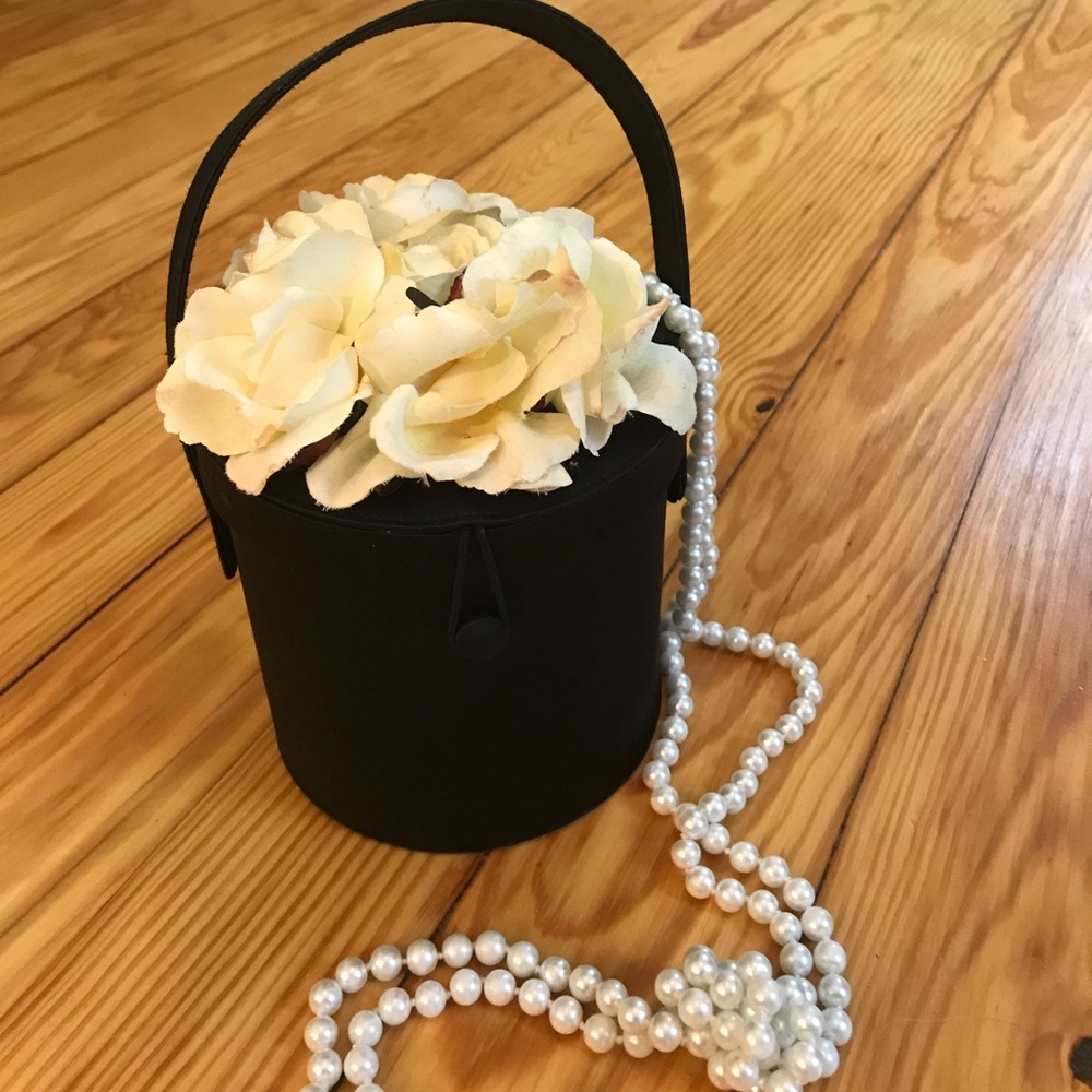 Black with flowers evening bag