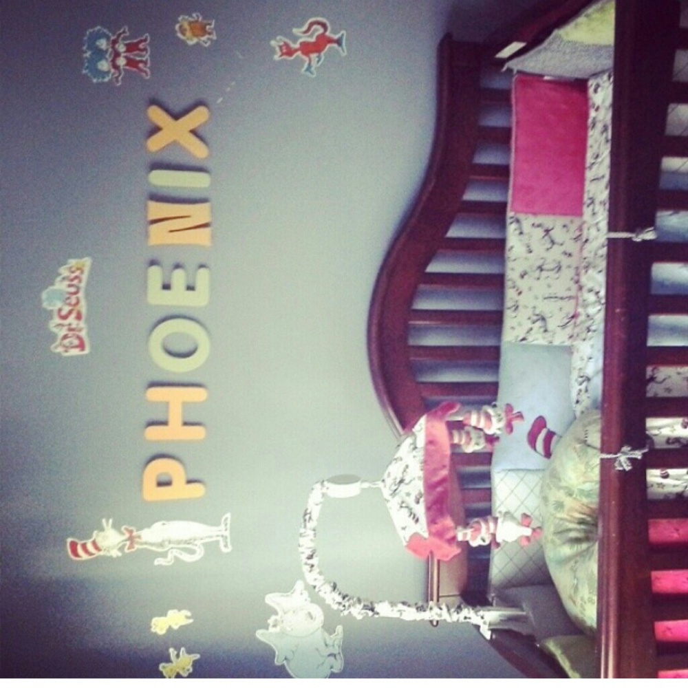 Dr. Seuss crib set lamp valence & mobile