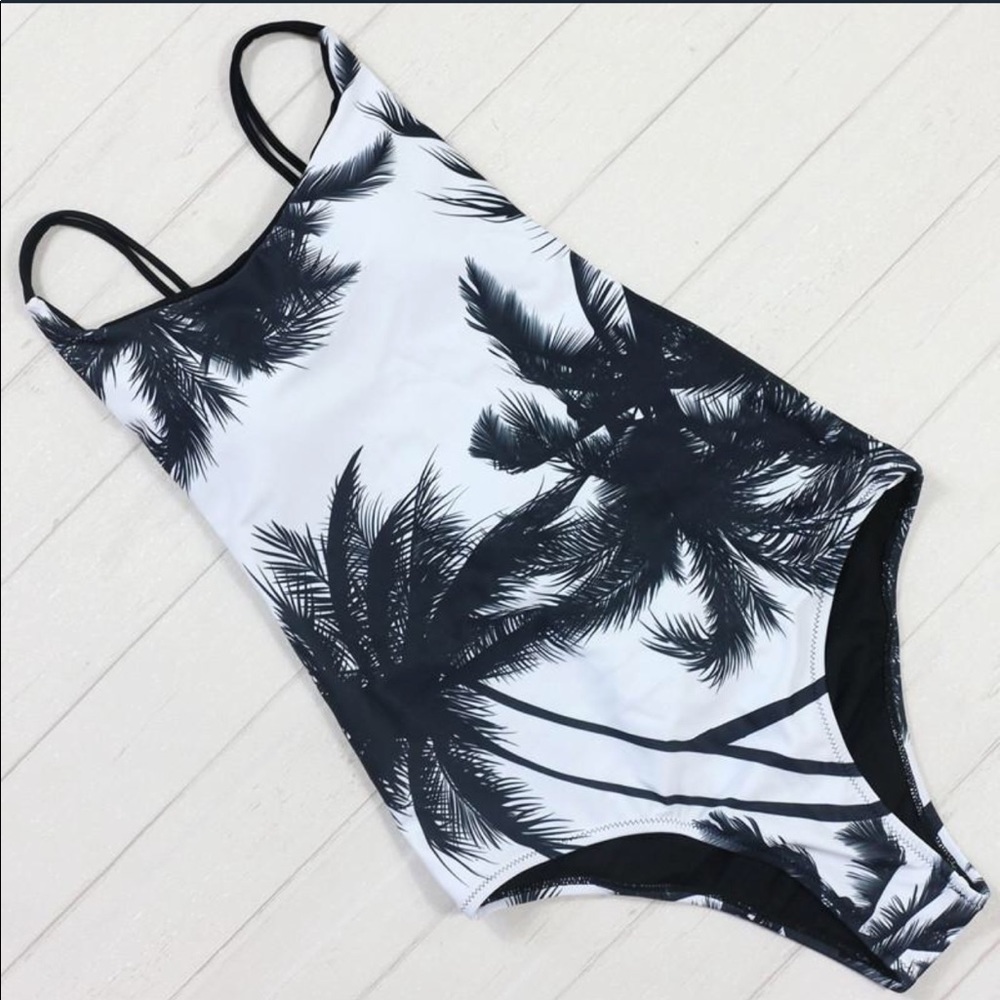 Palm tree one piece swimsuit