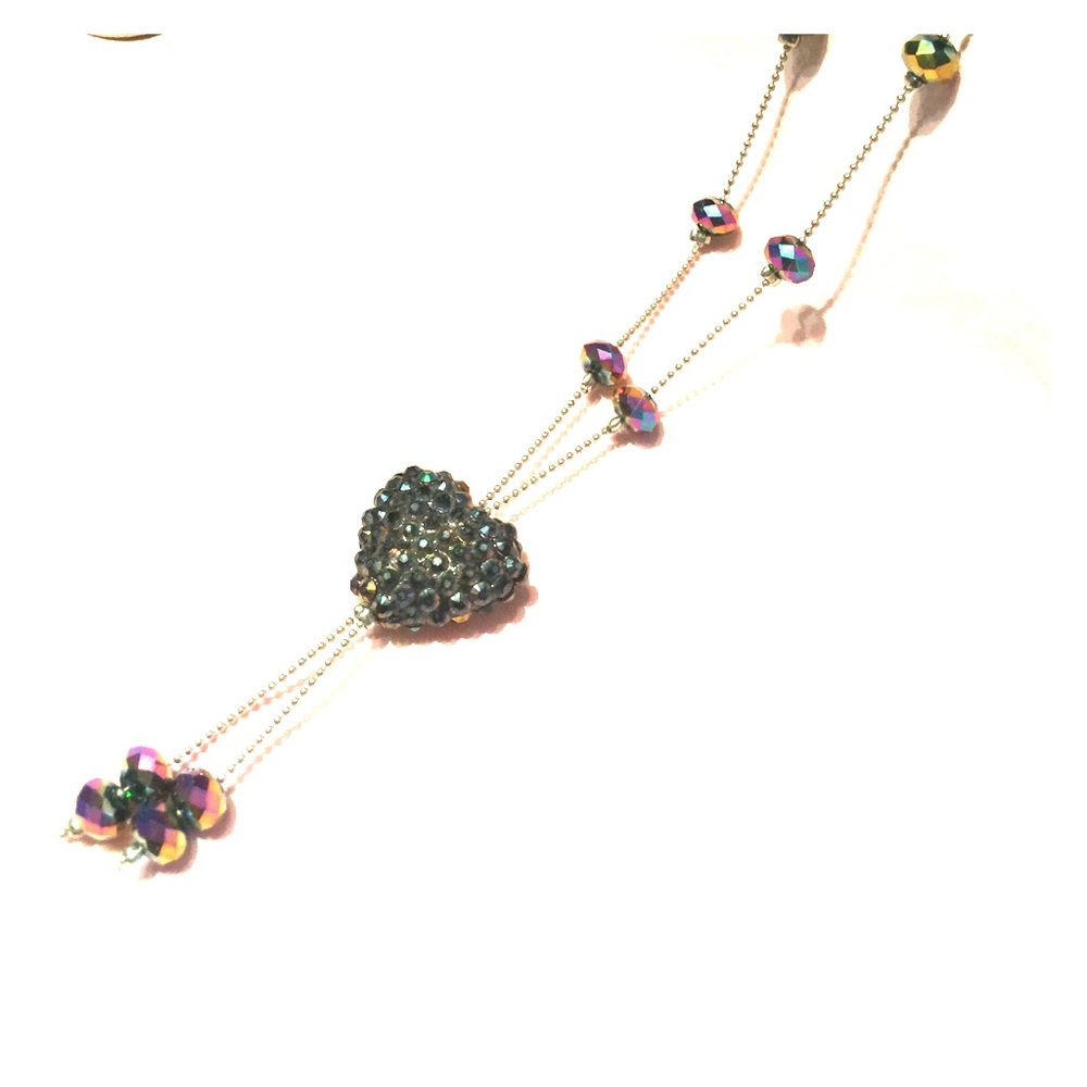 Swarovski crystal heart necklace 19" floating gems