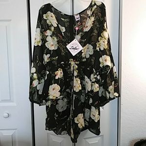 Floral Print Shorts Romper