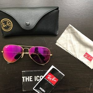 Polarized Ray-Ban Aviators — Pink + Matte Gold