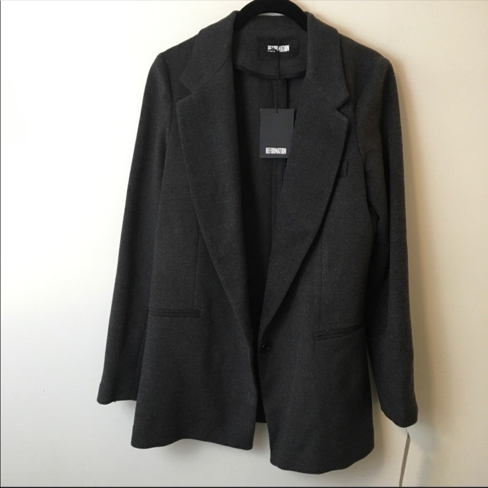 Reformation Grey Carnaby Oversized Blazer