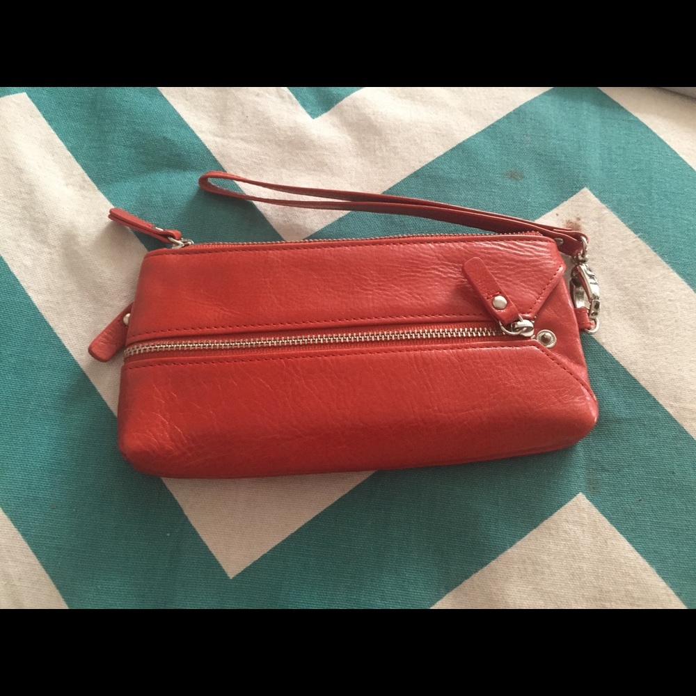 Orangey genuine leather wallet