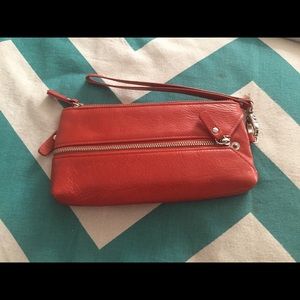 Orangey genuine leather wallet