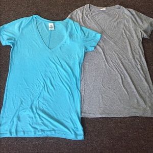 2 PINK Vnecks