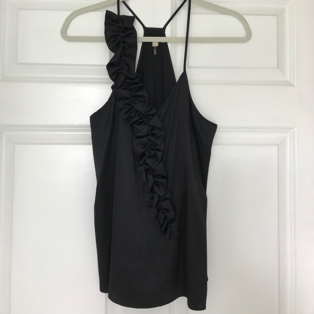 Seven for All Mankind Black Ruffle Silk Tank