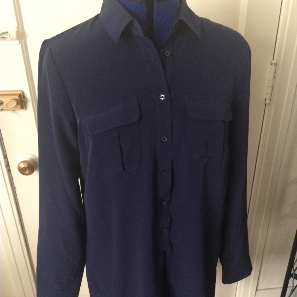Old Navy long sleeve shirt dress navy blue M