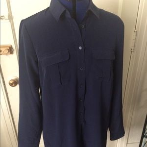 Old Navy long sleeve shirt dress navy blue M