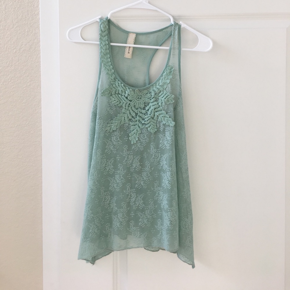 ❌❌ SOLD NWOT Flowy Deep Mint Lace Tank Top