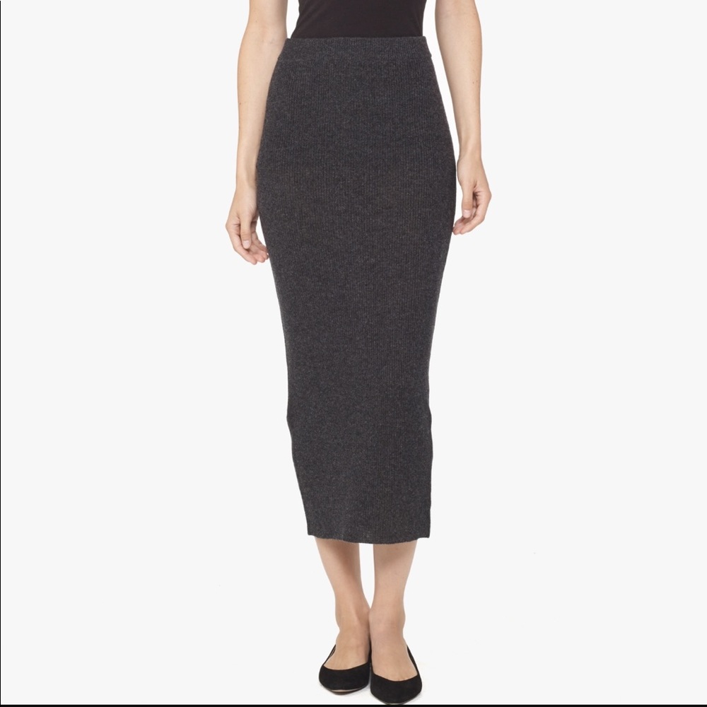 NWT James Perse Ribbed Cashmere Maxi Skirt in GRAY