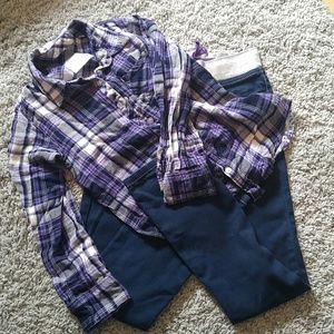 Girl's jeans and plaid shirt