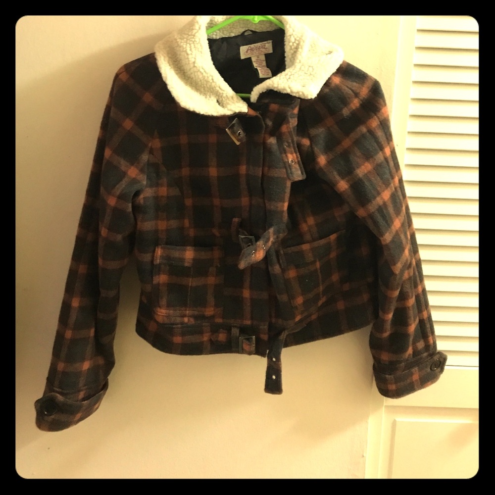 ⭐️LAST CHANCE⭐️ Aviva cropped orange plaid jacket