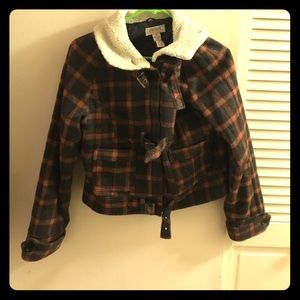 ⭐️LAST CHANCE⭐️ Aviva cropped orange plaid jacket