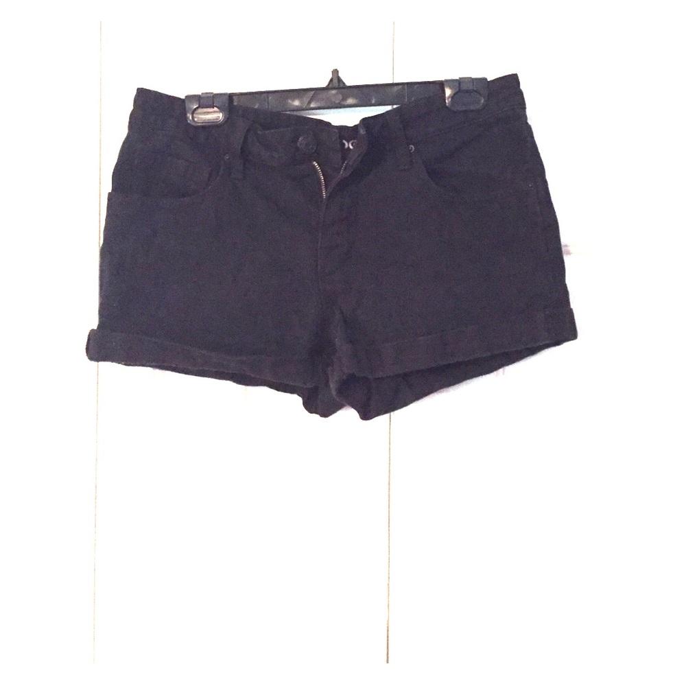 BDG Mid Rise Shortie black denim shorts