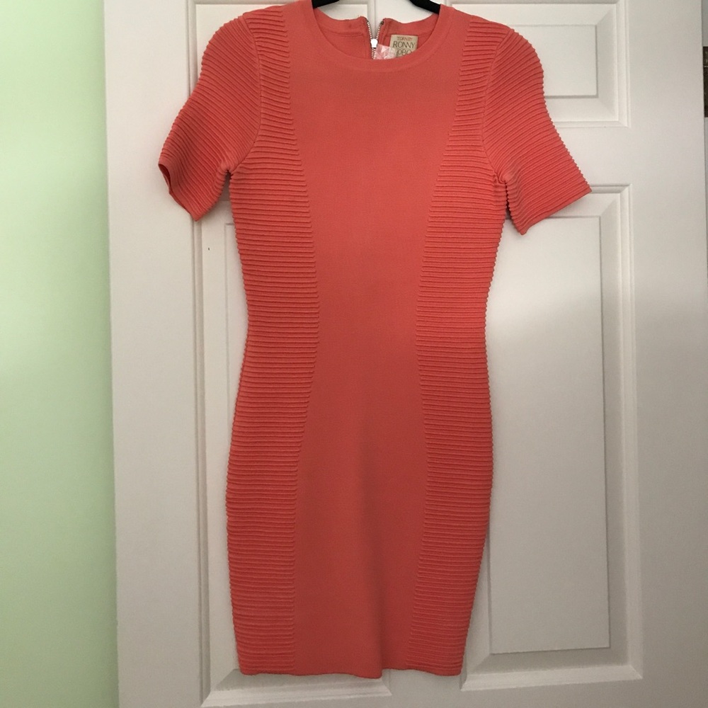 Torn By Ronny Kobo Ribbed Body-con Orange Dress