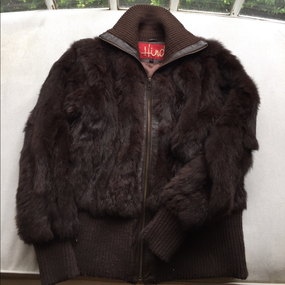 Chocolate brown rabbit fur coat