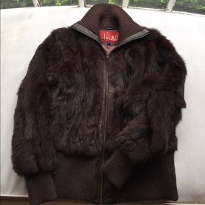 Chocolate brown rabbit fur coat