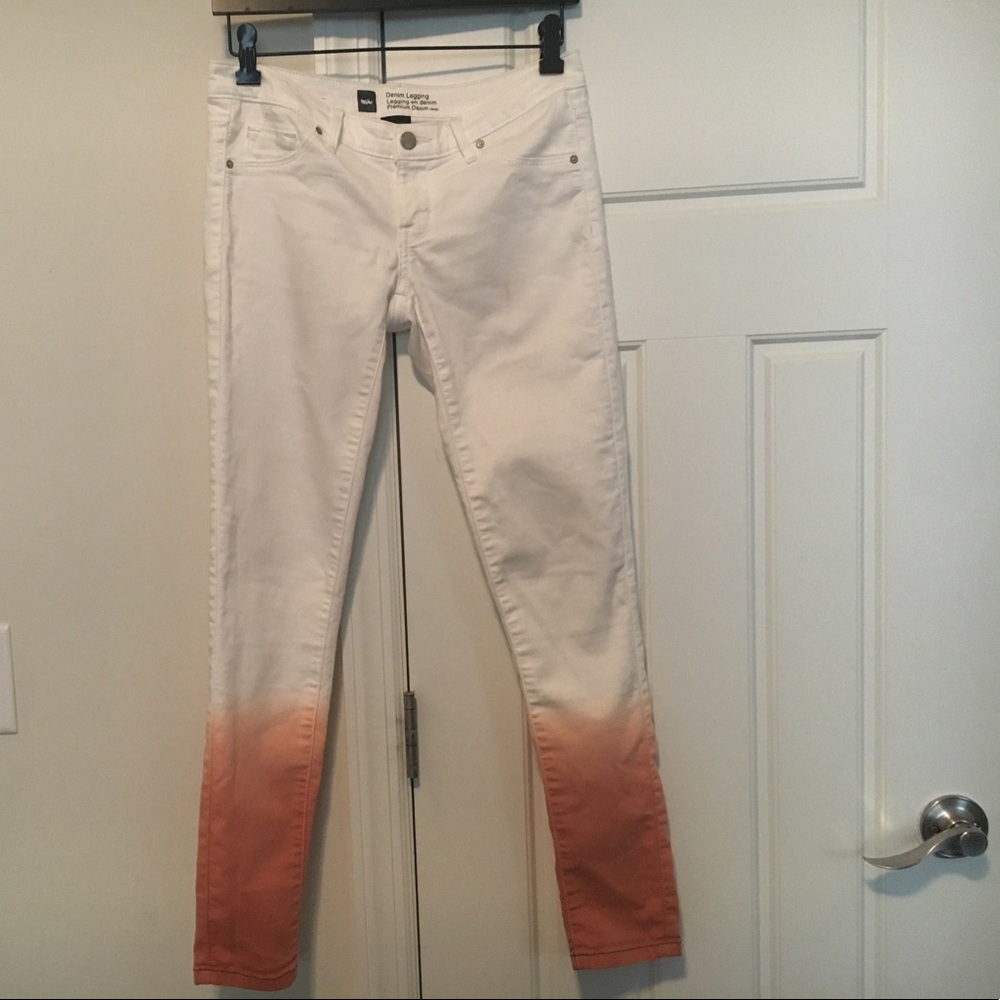 White & Ombre Rust Colored Jeans // Size 2