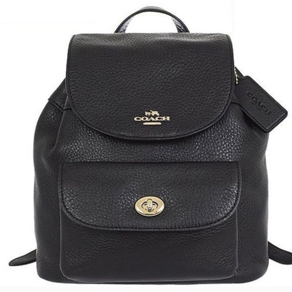Coach Handbags - Coach Mini Billie Pebbled Leather Backpack Black