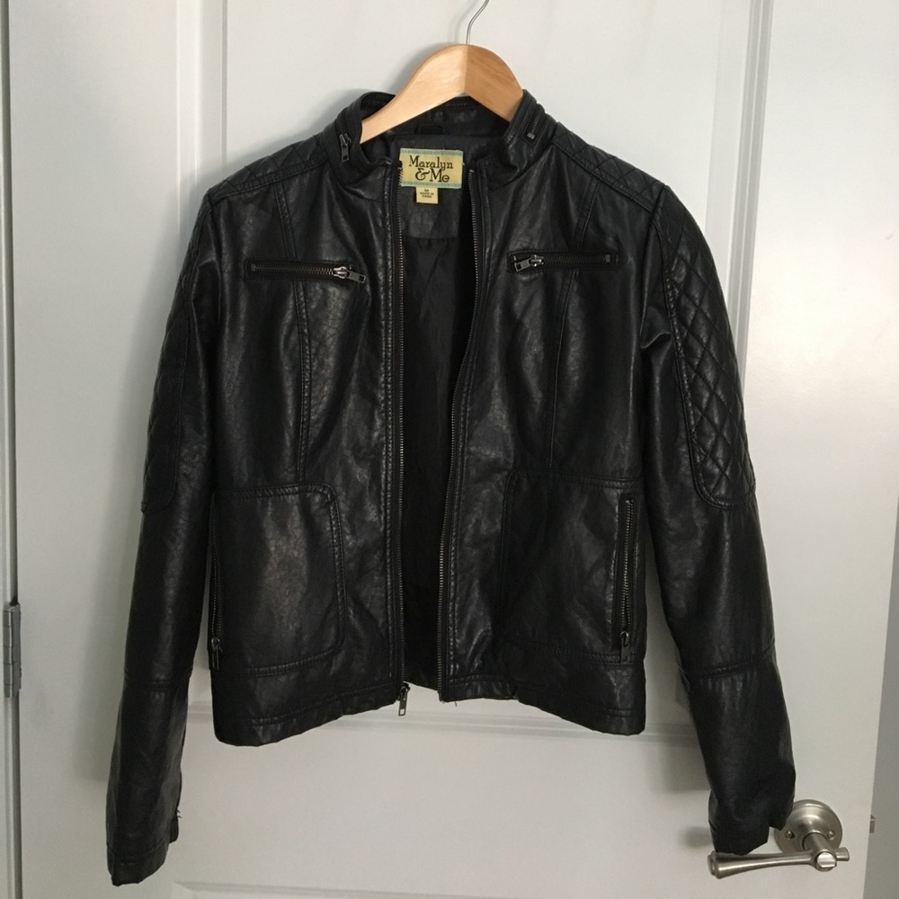 Maralyn & Me faux black leather jacket.