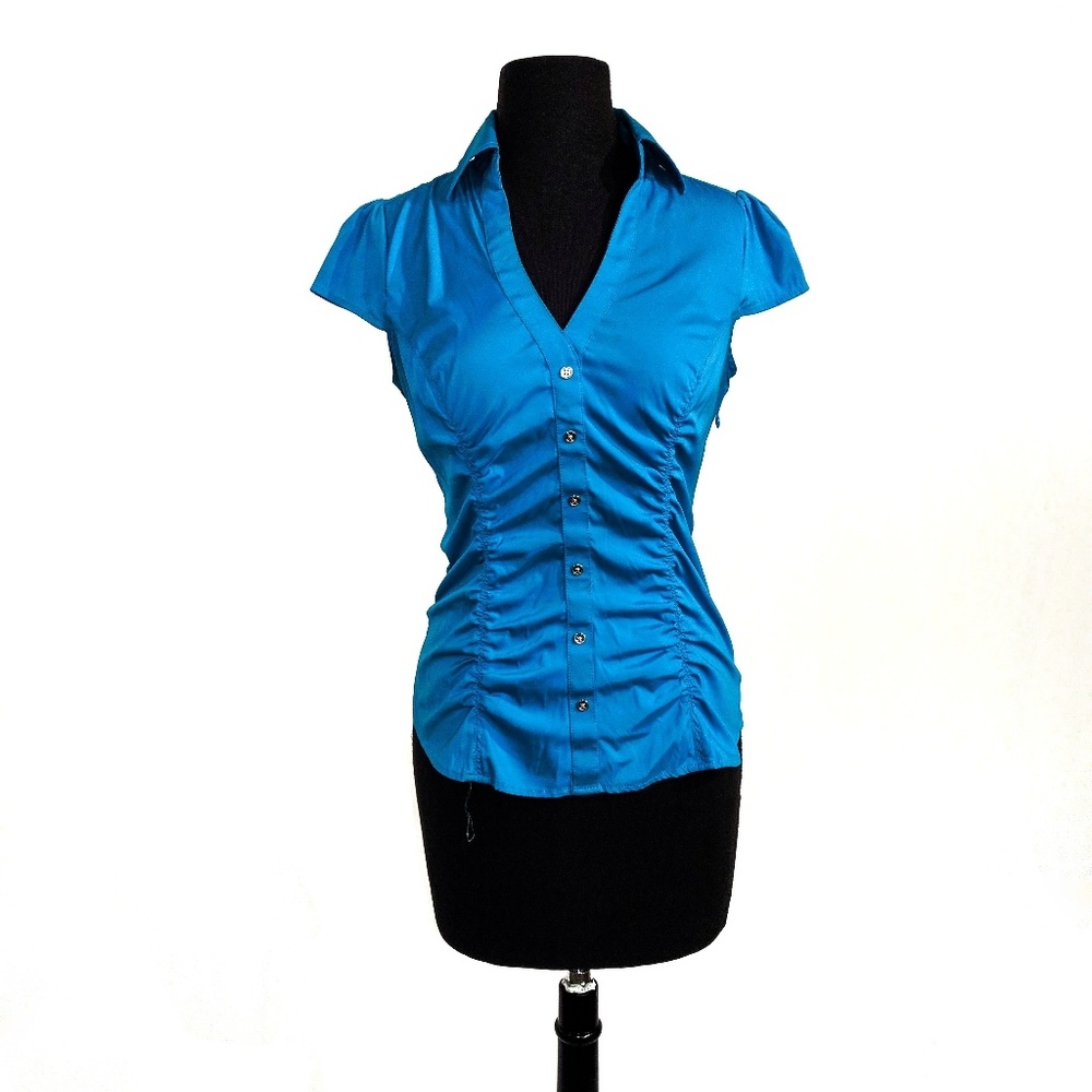 Express Blue Ruched Top