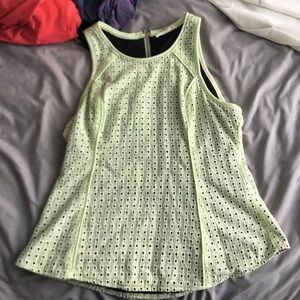 Green and Black Eyelet Sleeveless Top