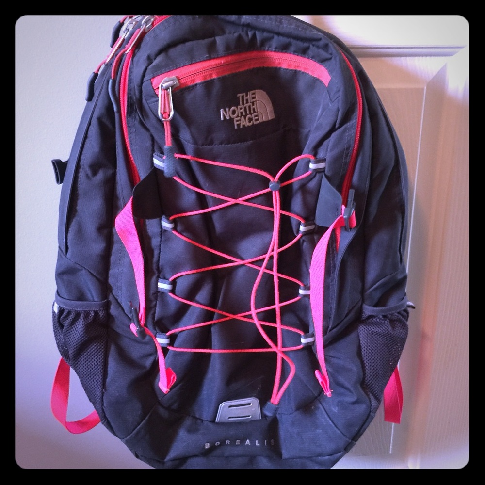 North Face Women Girl Gray Pink Backpack School