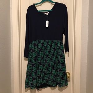 Charming Charlie navy and green plaid Dress