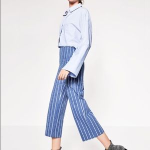 ZARA Striped Cropped Trousers