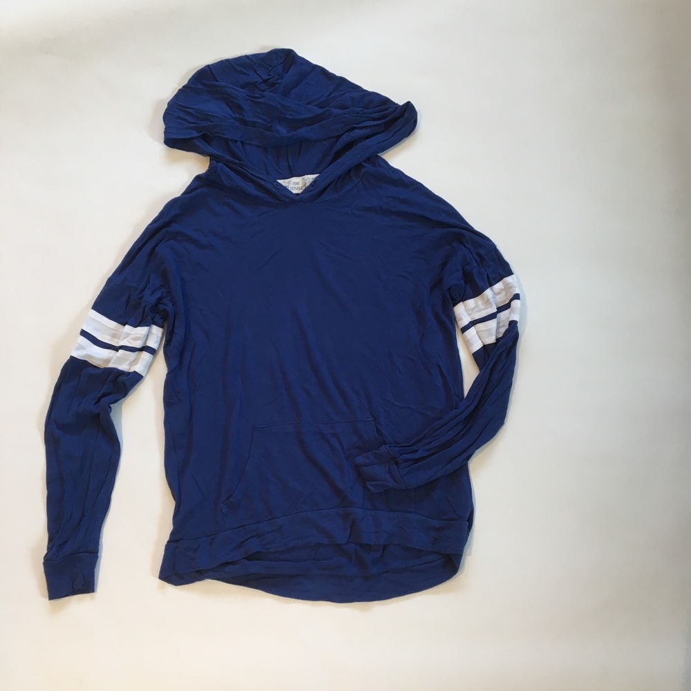 Girls blue hooded long sleeve shirt
