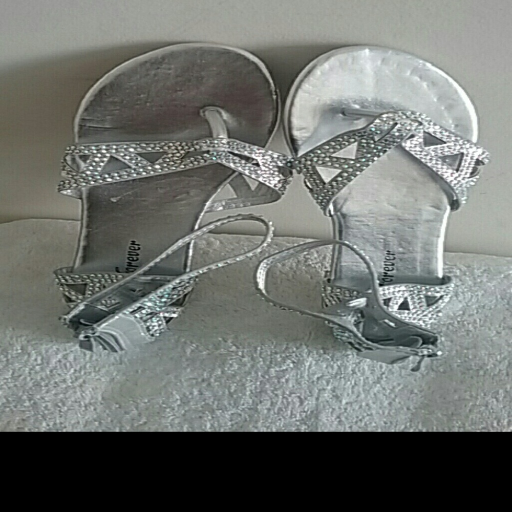 GLADIATOR SILVER METALLIC SANDALS RHINESTONES