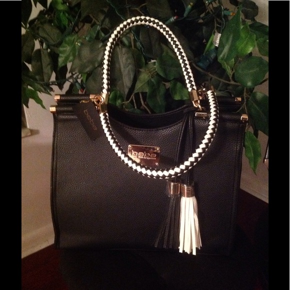bebe Handbags - NWT Bebe Black Tote/Satchel Rope Handles Authentic
