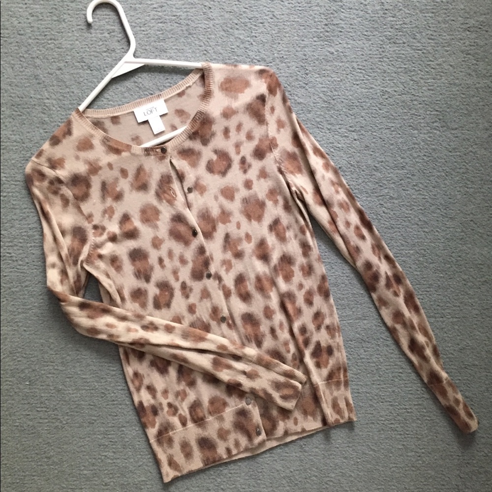 LOFT Leopard Print Cardigan SIZE SMALL