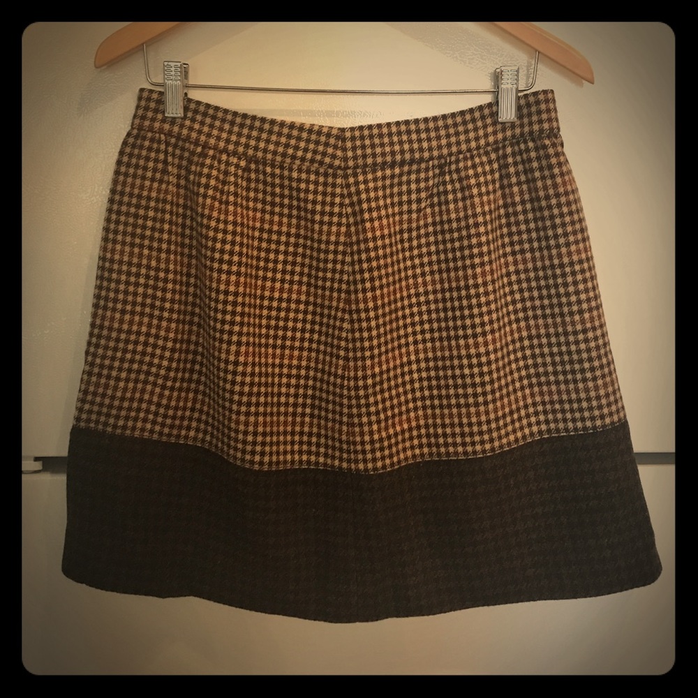 J. Crew Factory houndstooth brown and cream skirt