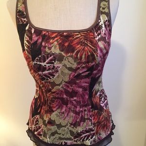 Vintage floral tropical tank sheer with liner
