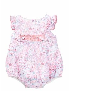 Pre-Loved Floral Pink Baby Girl Bubble Bodysuit.