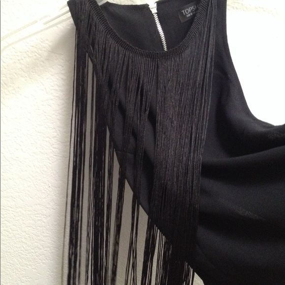 TOPSHOP FRINGE FRONT OPEN BACK TOP FULL ZIPPER SZ6 - Picture 3 of 6