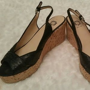 Black Sequins Strappy Wedges