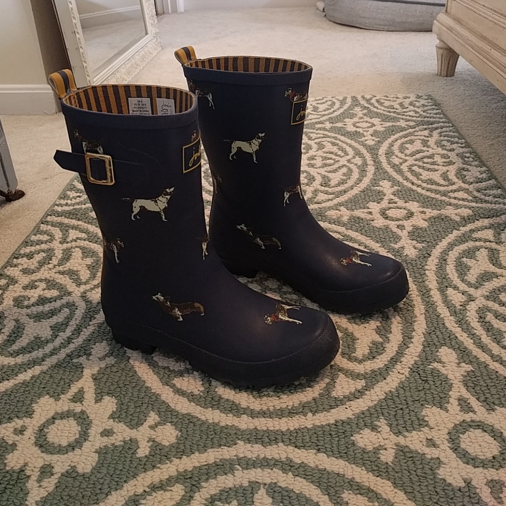 Joules Rainboots, Navy with Dogs