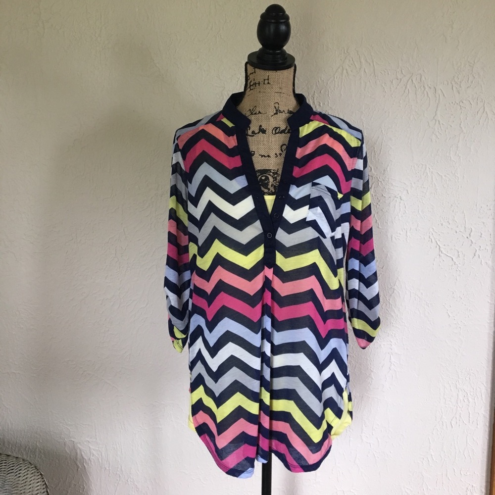 rue 21  funky blouse  and tank top