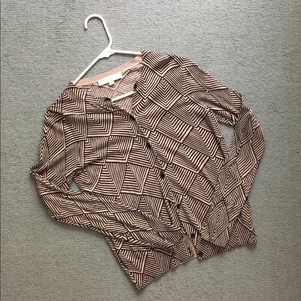 LOFT Geometric Print Cardigan SIZE SMALL