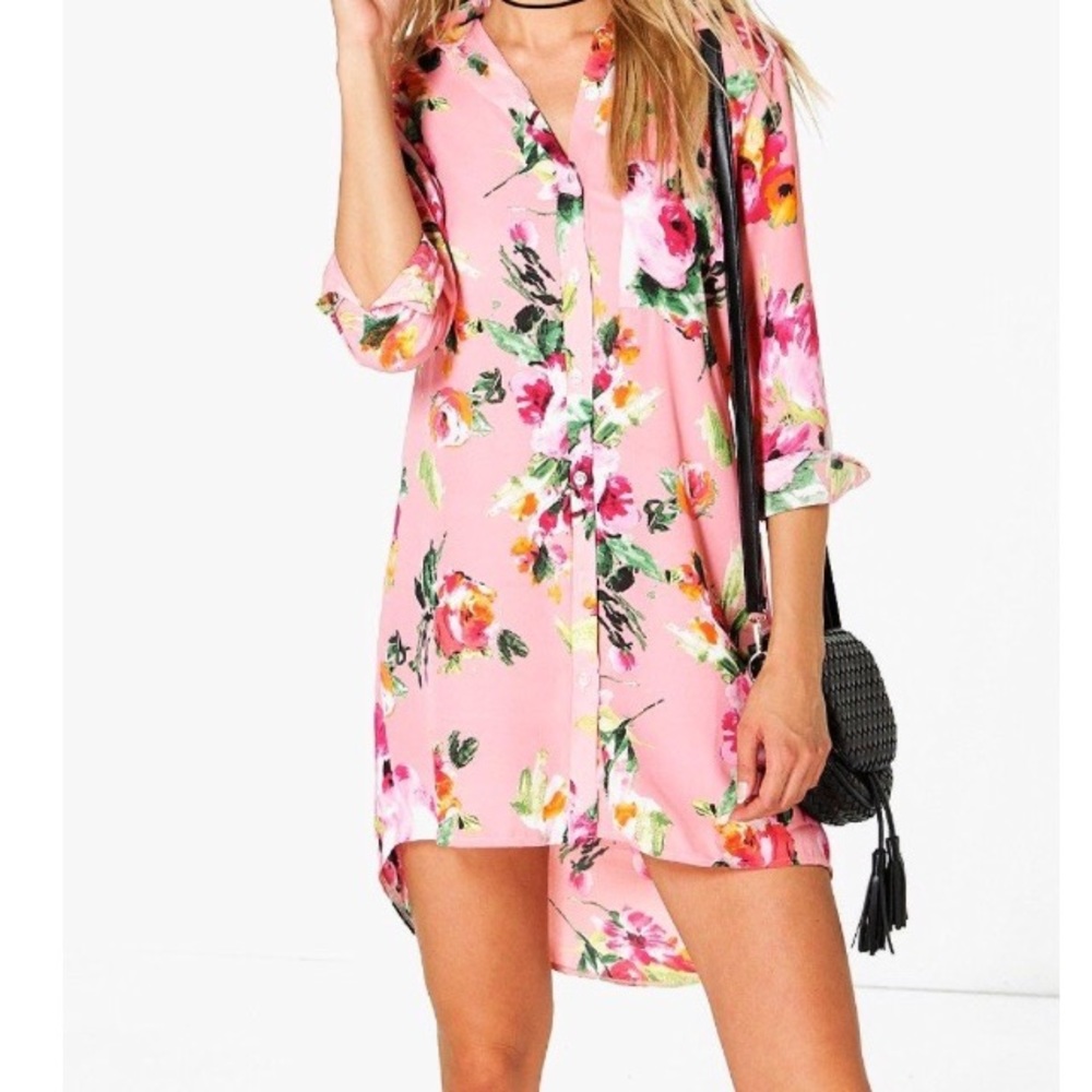 Boohoo Violeta Floral Shirt Dress