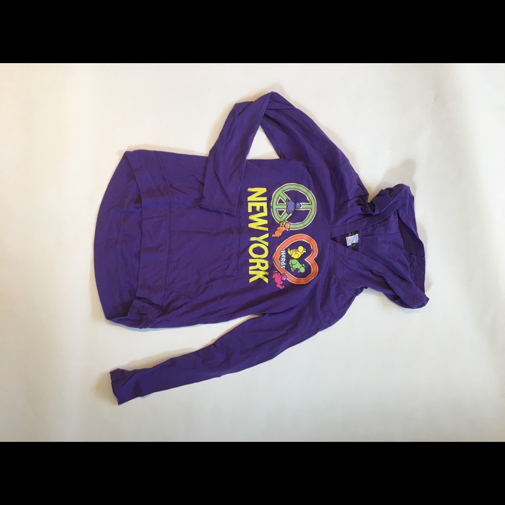 Girls purple long sleeve hooded graphic tee