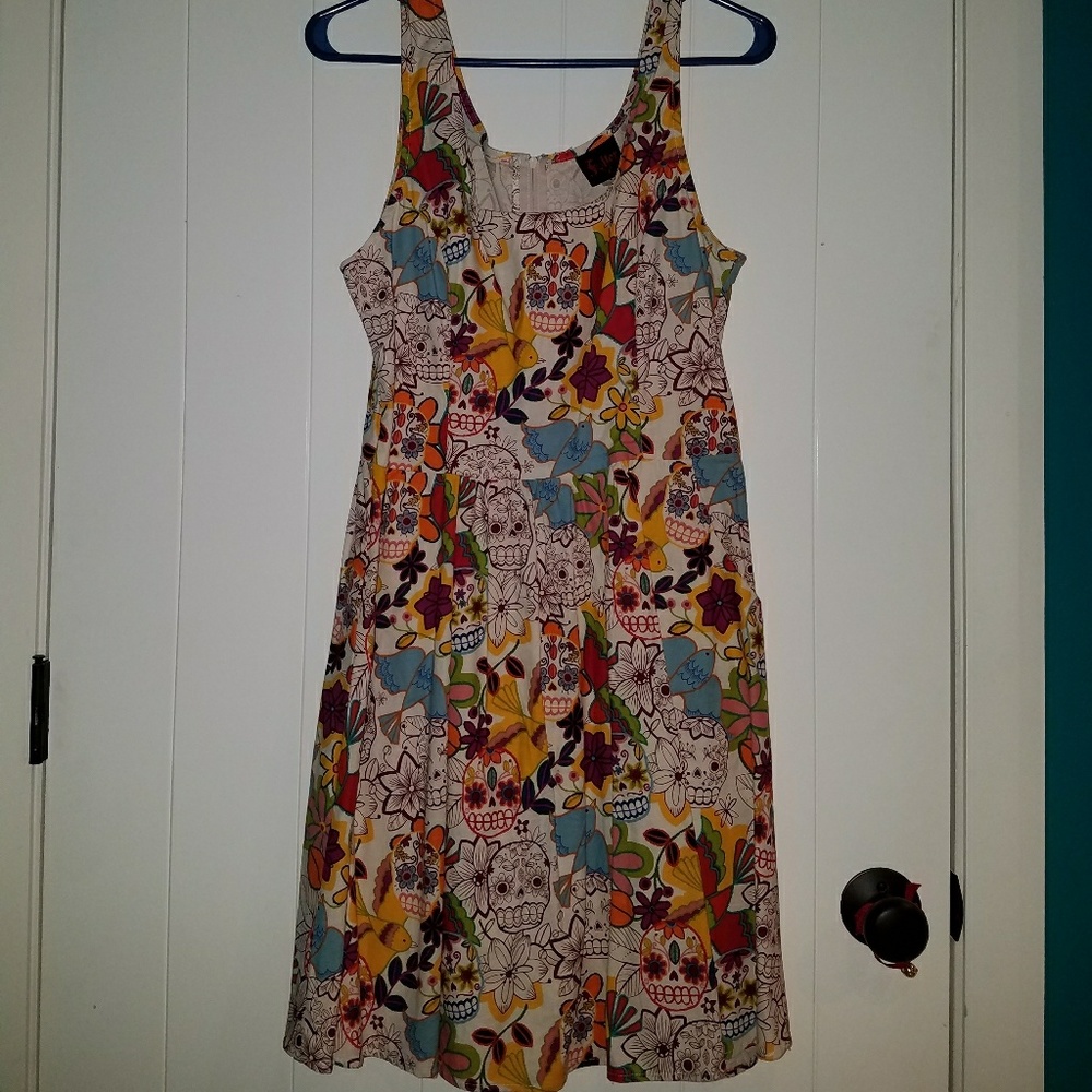 Skull and Floral Dress with Pockets