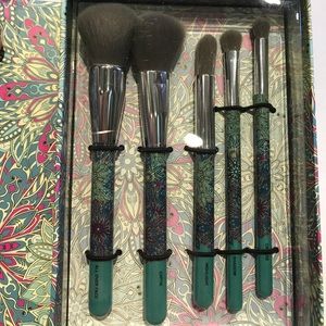 Bella beauty 5pc cosmetic brush set aqua pink nwt