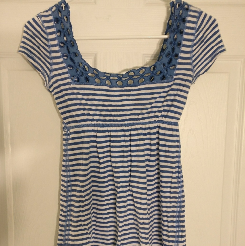 Box Neckline Striped Abercrombie Top