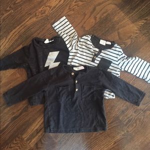 Lot of 3 Zara 12-18 month long sleeve tees