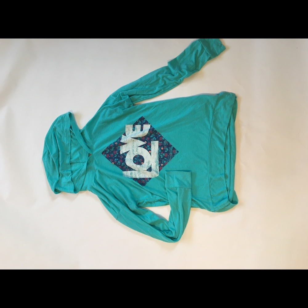 Girls long sleeve hooded graphic tee